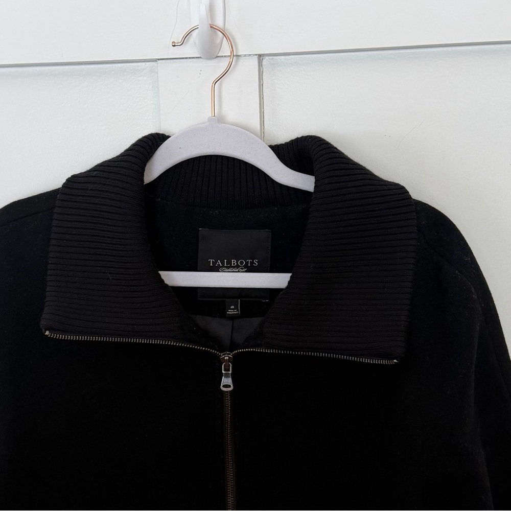 Talbots Jacket Coat Wool Full Zip Lined Knit Cuff… - image 2